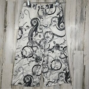 Aventures des Toiles Women Pants Sz 38 US 6 Wide Leg‎ Trouser Floral Art To Wear